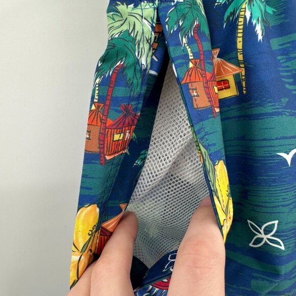 Trunks Surf & Swim Co. Men's 6" Sano Swim Shorts sz L Tiki Picnic Blue NWT - Picture 4 of 9